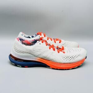 Asics Shoes Womens 8.5 White Orange Gel Kayano 28 Mesh Road Running Sneakers